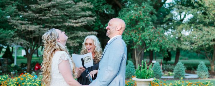 saundra hadley wedding officiant marrying happy couple